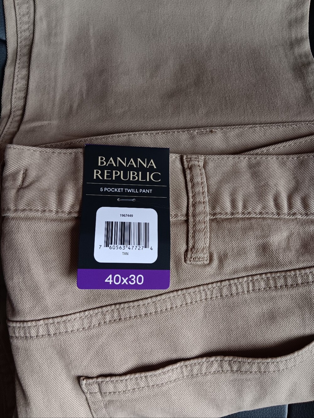 NWT Banana Republic Men’s 5-Pocket Twill Pants Slim Fit 40x30 Khaki Tan